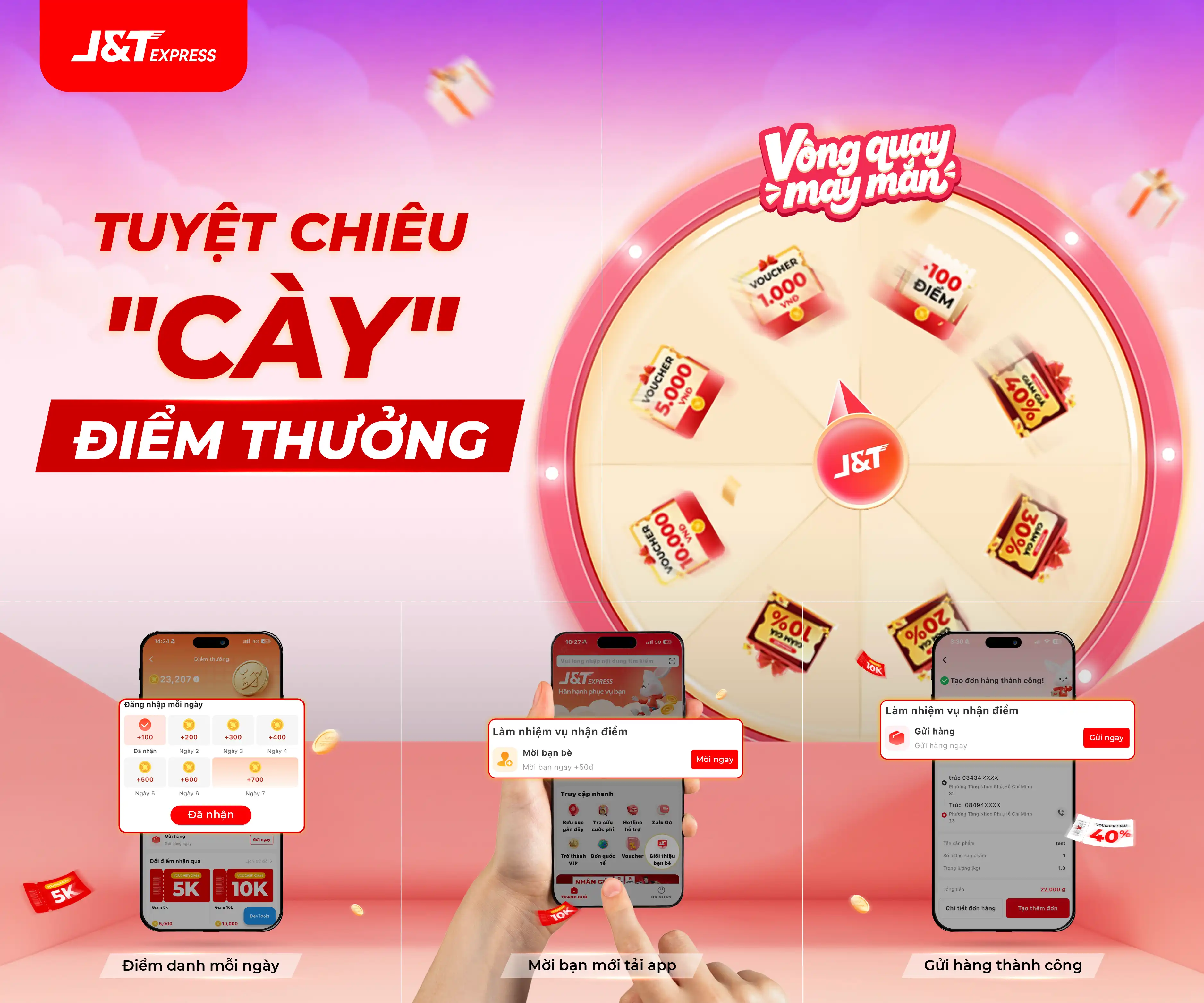 Cách nhận điểm thưởng app J&T Express
