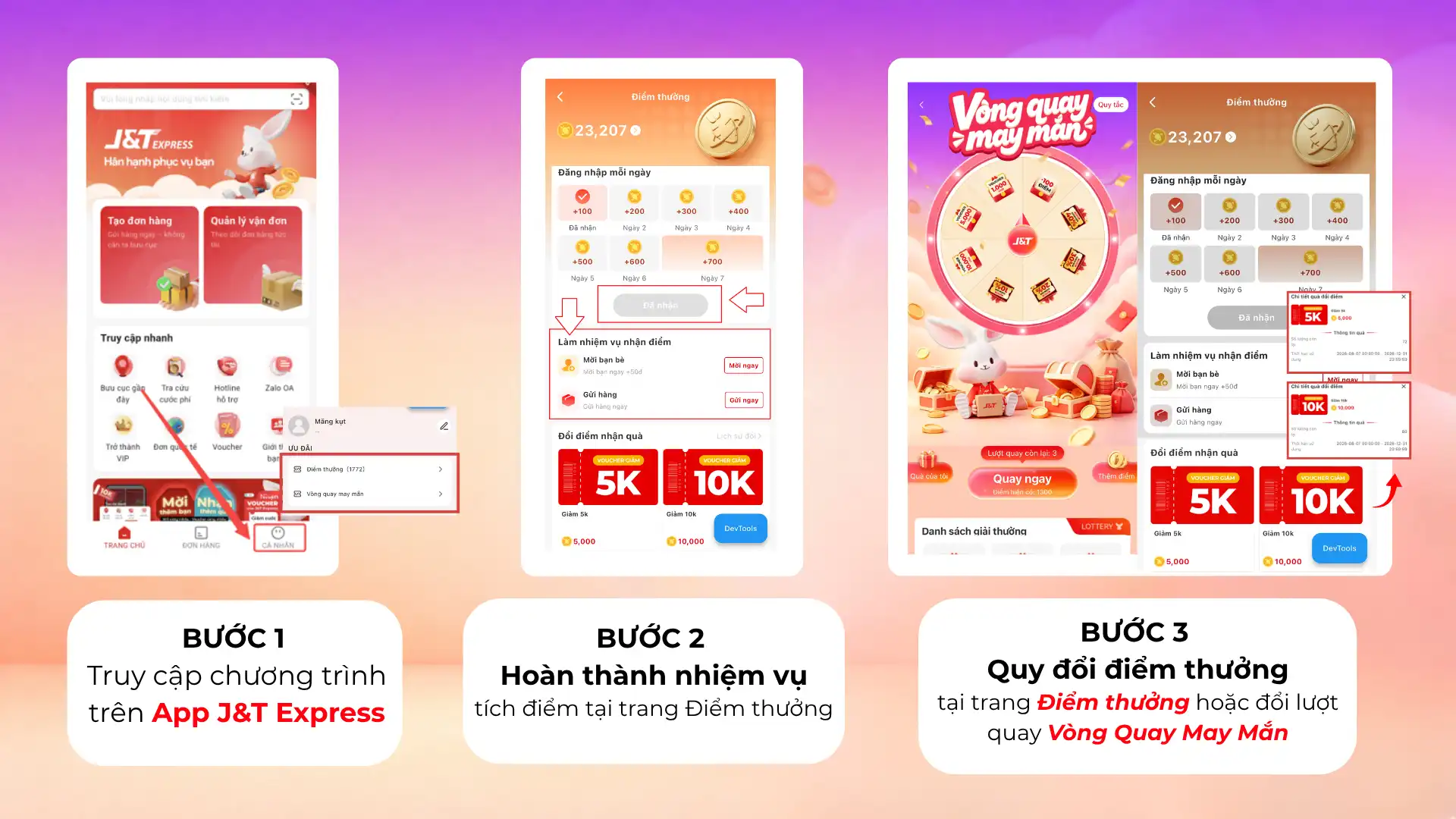 Cách tích điểm đổi quà tại app J&T Express