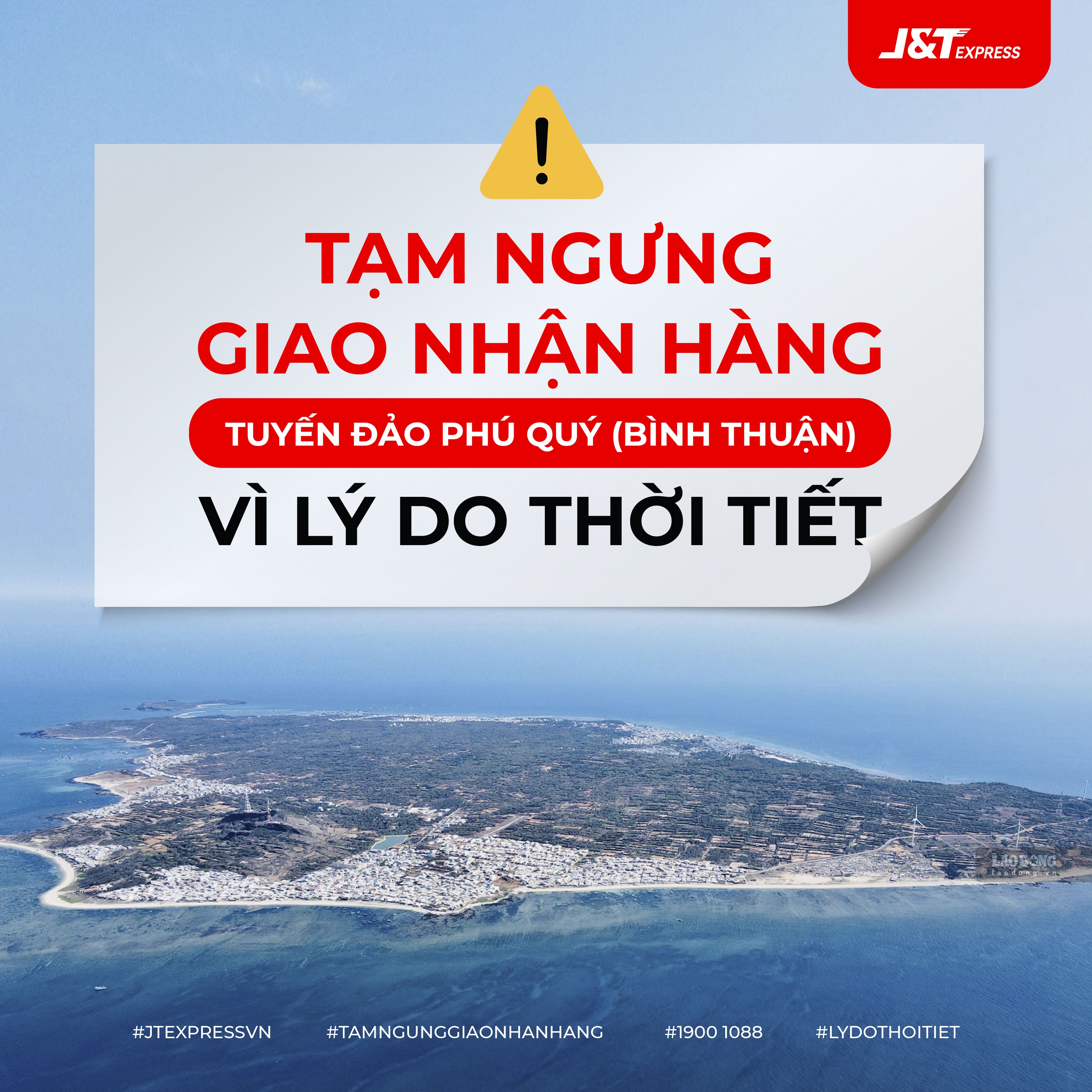 Thông báo: Tạm dừng giao nhận hàng tại tuyến đảo Phú Quý (Bình Thuận)