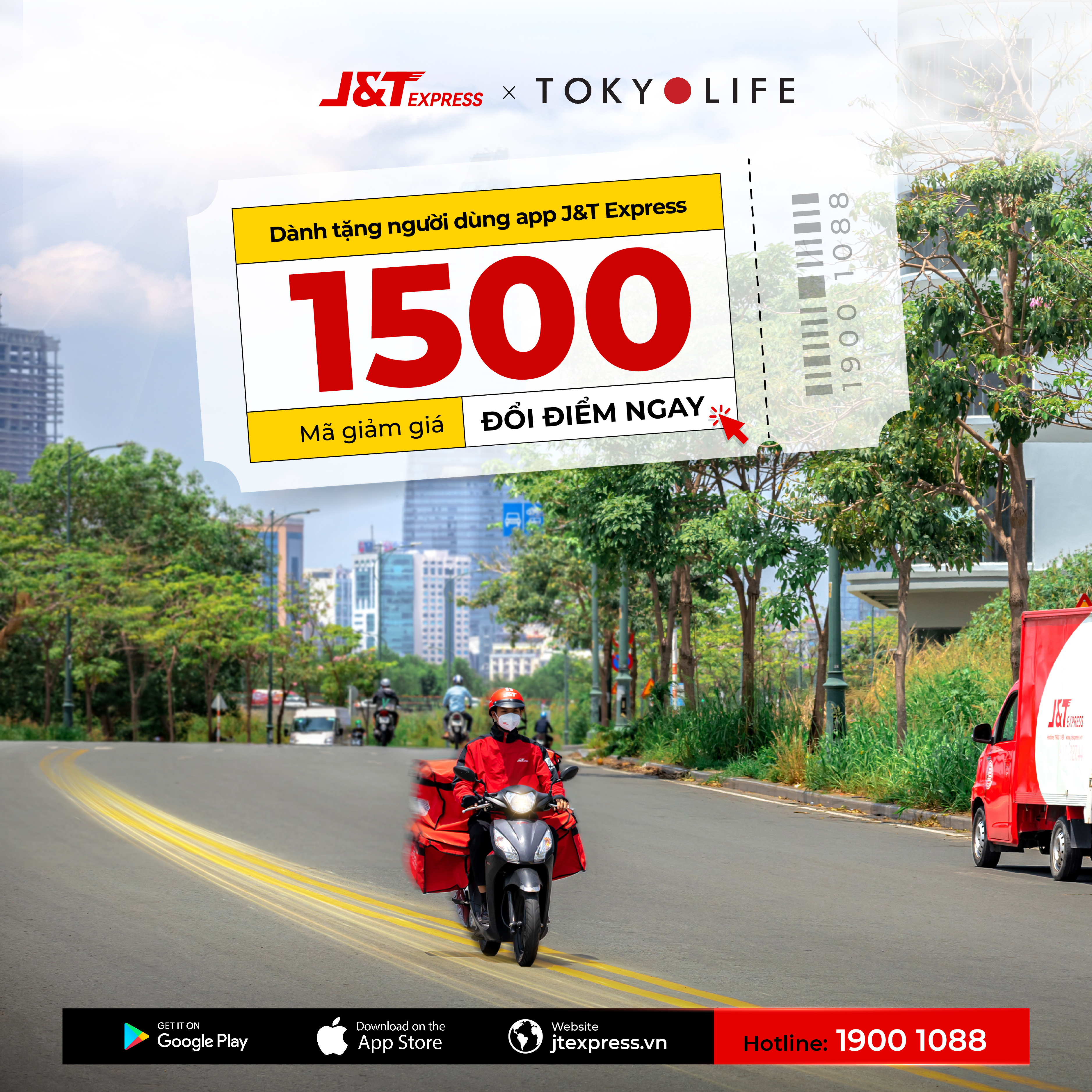 1500 mã ưu đãi TokyoLife dành tặng người dùng app J&T Express