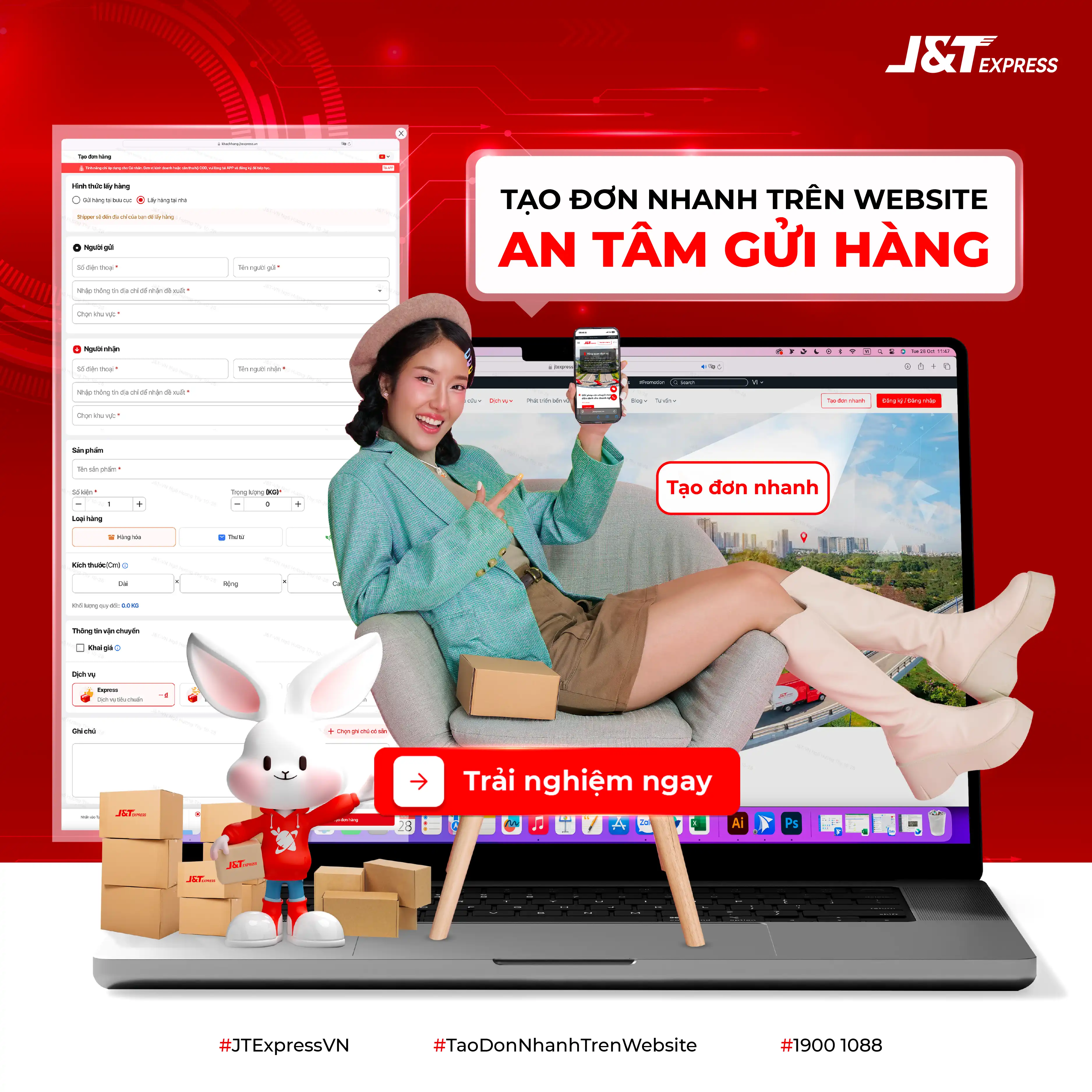 Tạo đơn nhanh trên website: An tâm gửi hàng cùng J&T Express